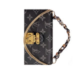 高級レザーフォリオ モノグラムiPhoneケース(カードホルダー・ストラップ付き)-OKMTY004