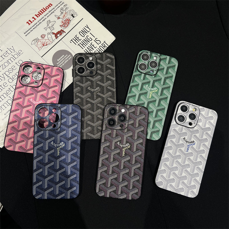 GD ブルーの革のiPhone ケース -SJK240807