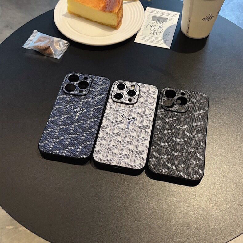 GD ブルーの革のiPhone ケース -SJK240807