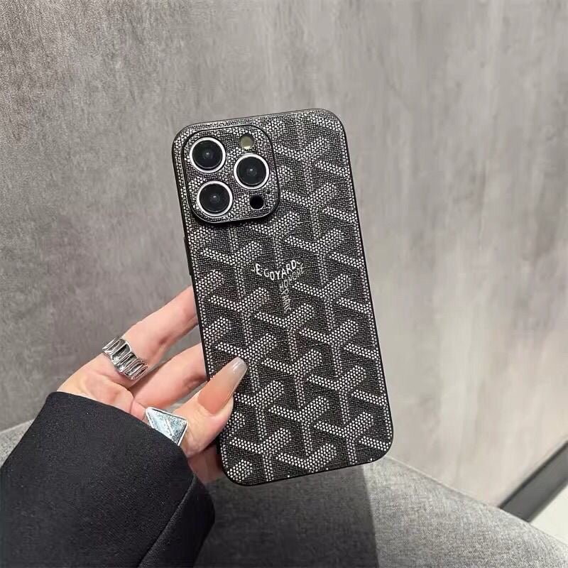 GD 黒い革のiPhone ケース -SJK240807