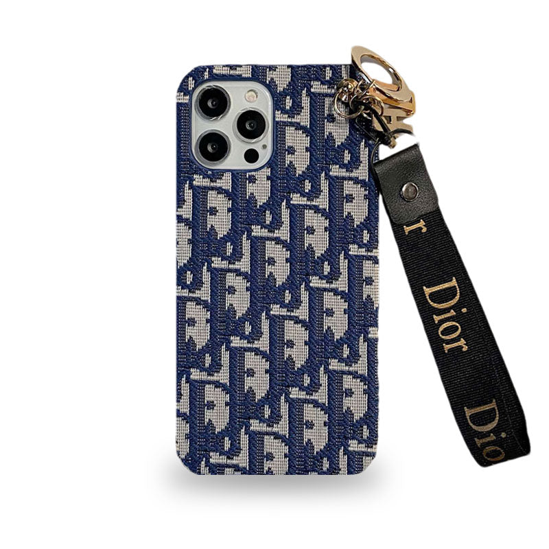 CDブルーのiPhoneケース ストラップ-GS240315