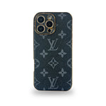 レザー製の Monogram iPhoneケース黒印刷-OKLV017