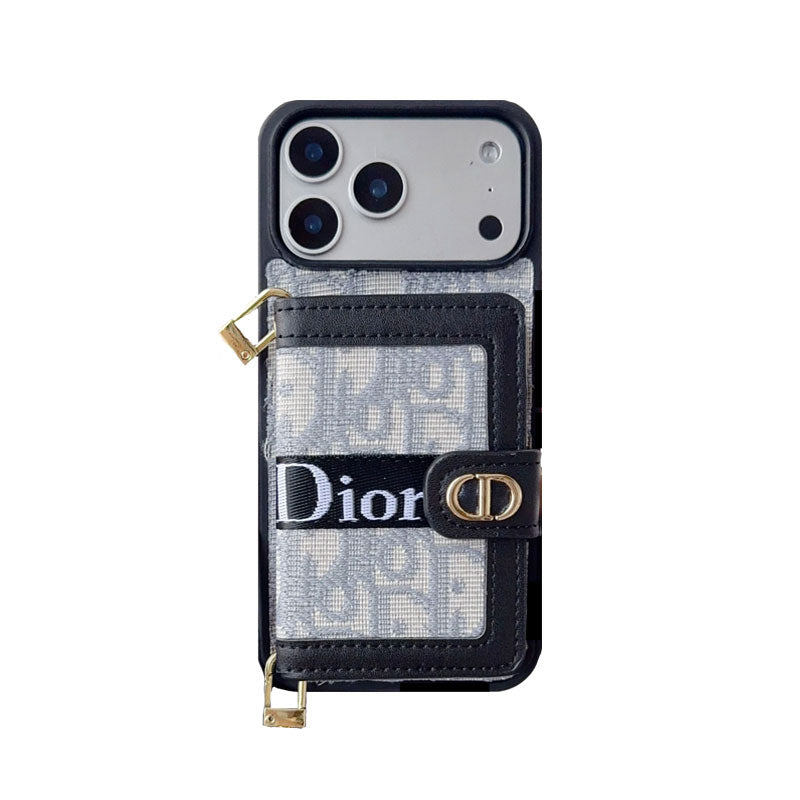 上質CD ウォレット&ショルダーストラップ付 iPhoneケース 黒-OKCD004