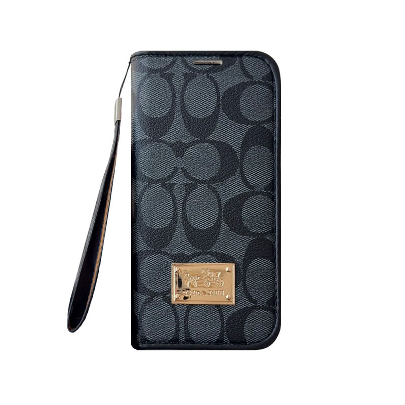 CH高級レザー 折りたたみウォレット iPhoneケース 茶色-OKCH002