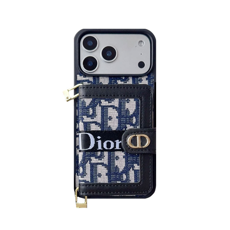 上質CD ウォレット&ショルダーストラップ付 iPhoneケース 黒-OKCD004