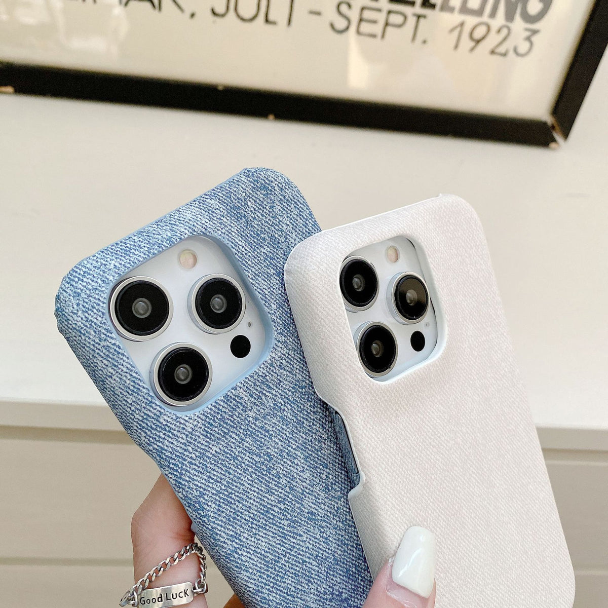 デニムiPhoneケースブルー NZ240528