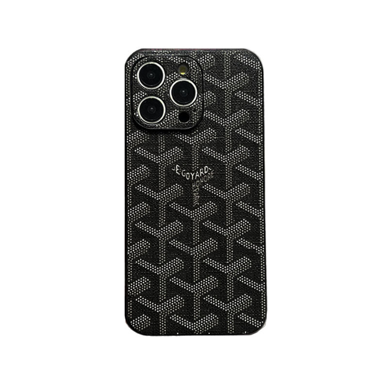 GD ブルーの革のiPhone ケース -SJK240807