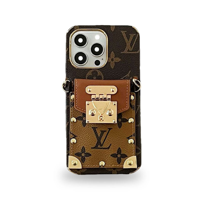 モノグラムiPhoneケース-カード収納とストラップ付き-QBS240113