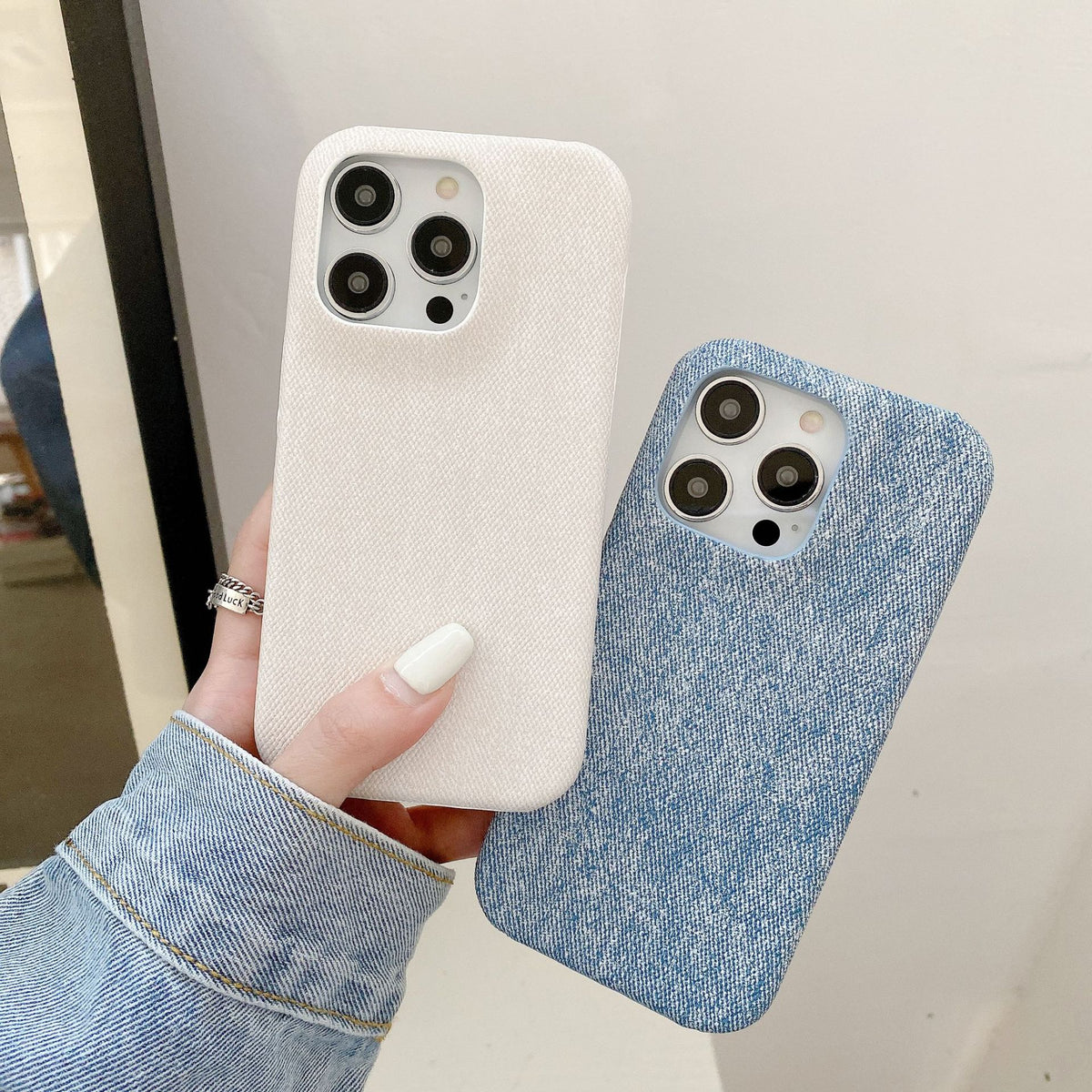 デニムiPhoneケースブルー NZ240528