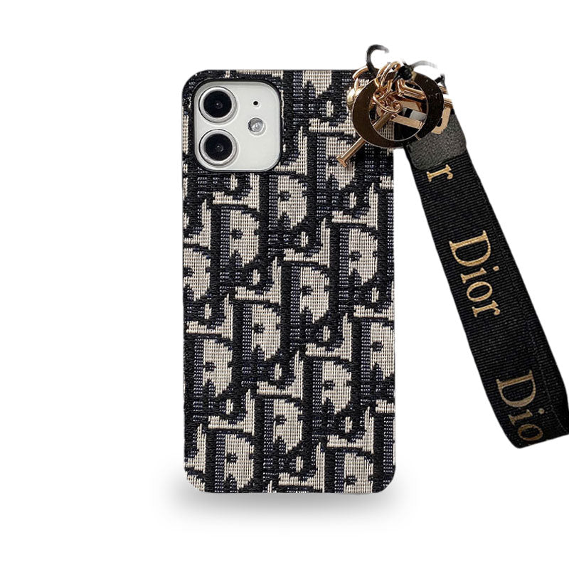 CD黒いiPhoneケース ストラップ-GS240315