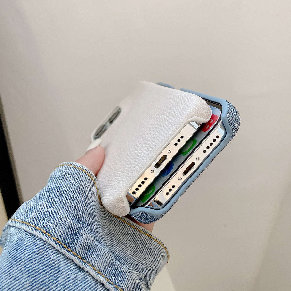 デニムiPhoneケースブルー NZ240528