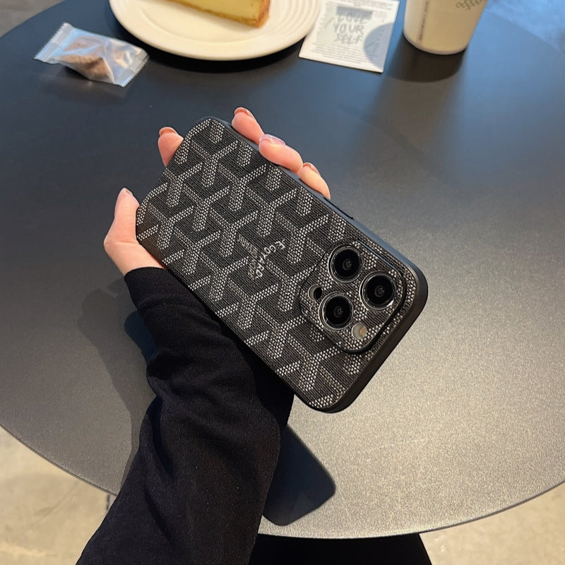 GD 黒い革のiPhone ケース -SJK240807