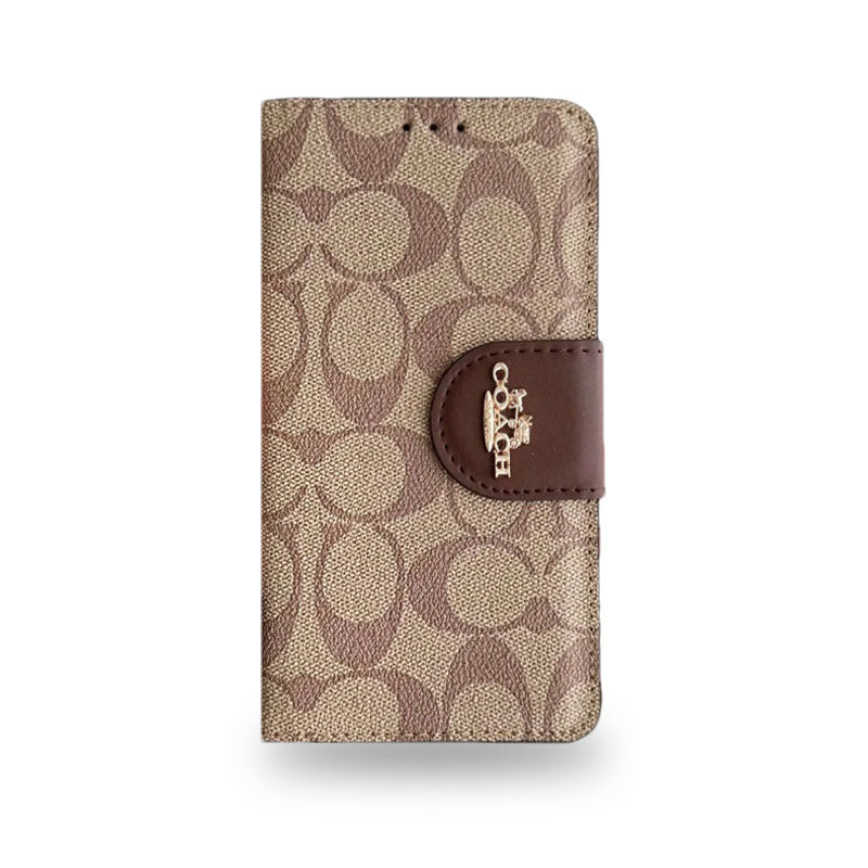 CH茶色のレザーiPhoneフラップケース,カードケース付き-PTK241622