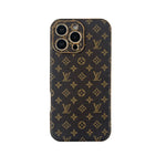 レザー製の Monogram iPhoneケース黒印刷-OKLV017