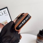 モノグラム柄レザー手帳型iPhoneケース 大きな印刷(カード収納・ストラップ付き/ビッグプリント)-OKLB002