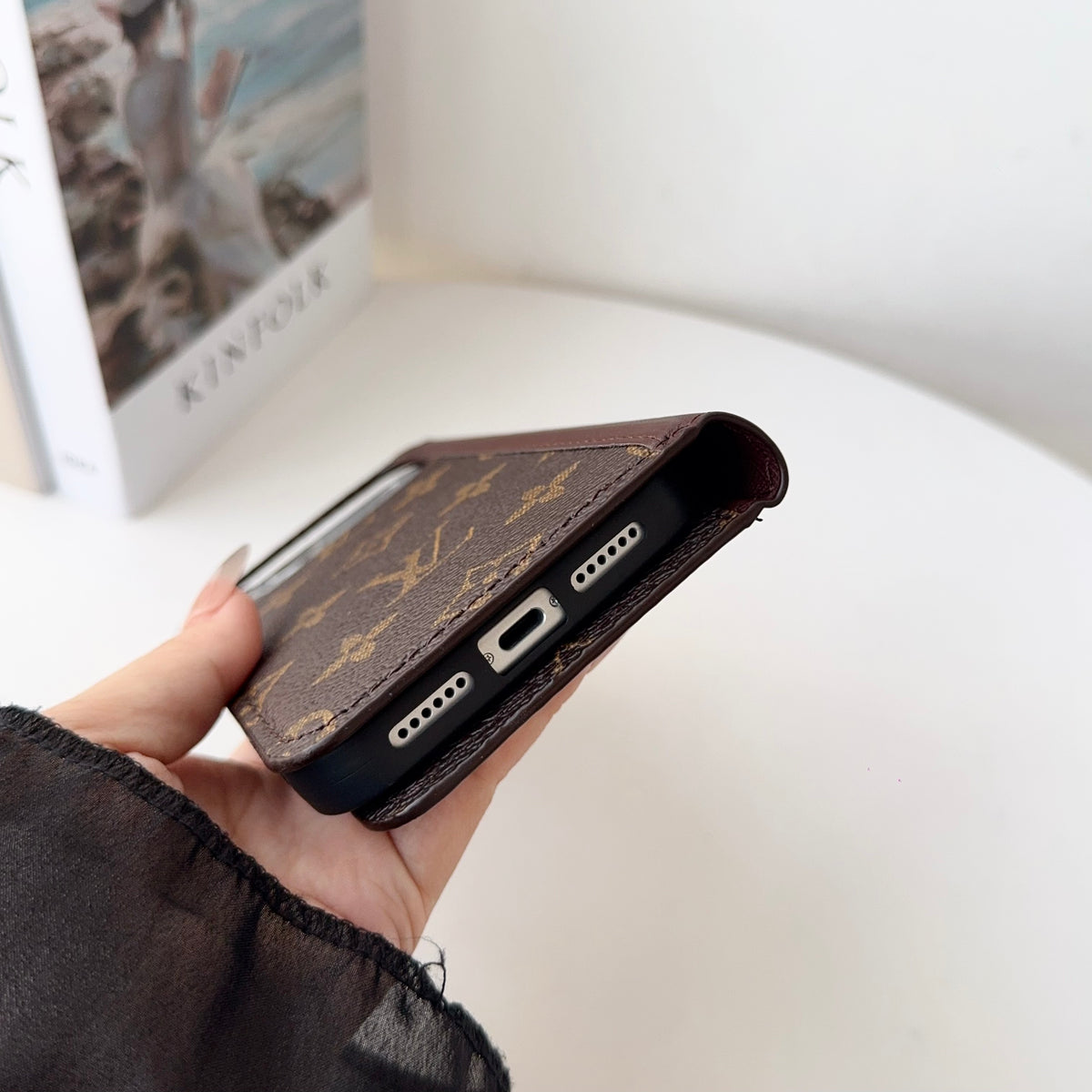 高級レザー手帳型ウォレットiPhoneケース(ビッグプリント)-OKLB004