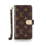 ラグジュアリーデザイン モノグラム手帳型iPhoneケース(ファスナー財布&ストラップ付き)-OKLB003
