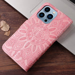 CレザーピンクのiPhoneケース 手帳型カードホルダー-XYH251415