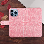 CレザーピンクのiPhoneケース 手帳型カードホルダー-XYH251415