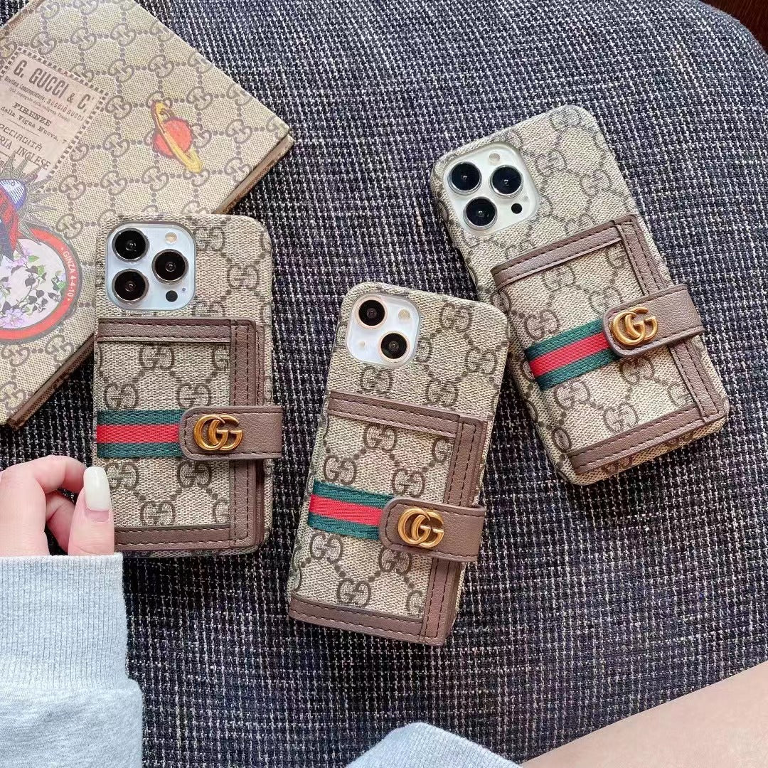 GG iPhoneケース ブラウンのパスケース -GGB241913