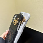 クラシックのCDのレザー黒いiPhoneケース&カードホルダー-JDK240513