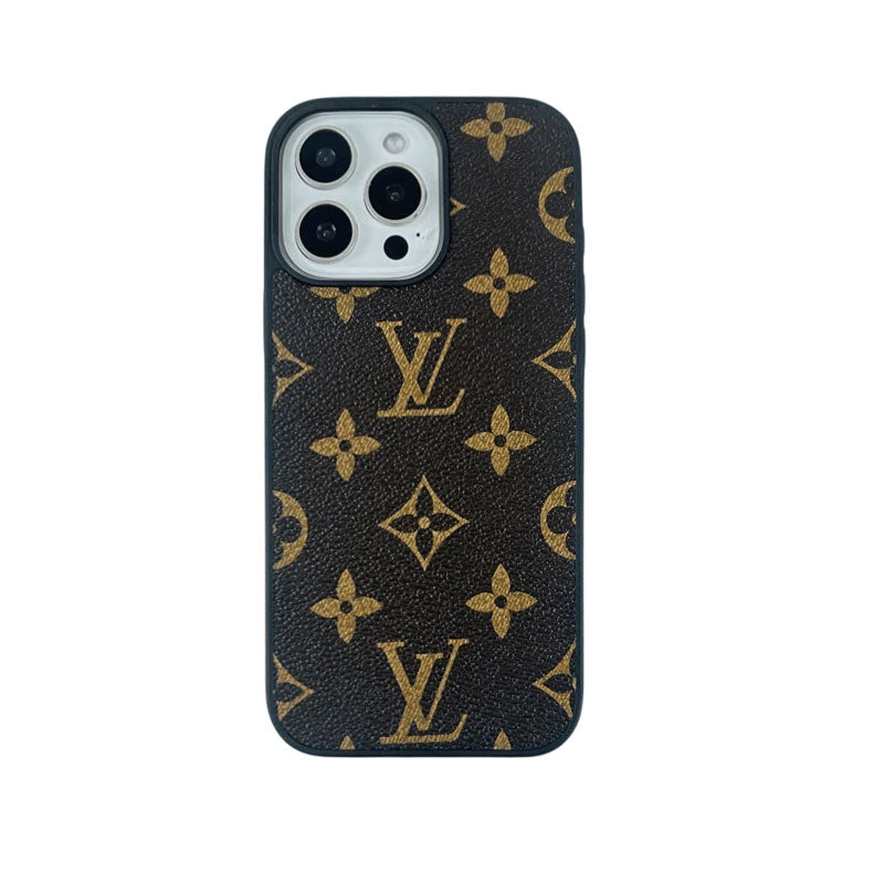 上質ファブリックMonogramiPhoneケース黒印刷-OKLV025