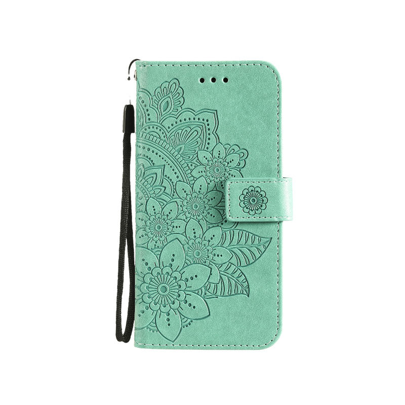 レザーグリーンのiPhoneケース 手帳型カードホルダー-CCB240706