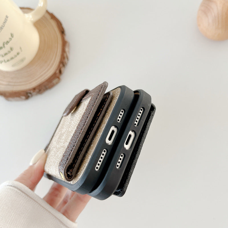 CH黄土色のiPhoneケース パスケース-XK240402