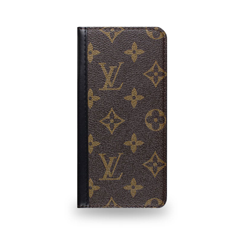 プレミアムレザー モノグラム iPhoneケース 大きな印刷(カード収納・コインポケット付き/ビッグプリント-OKHYL004