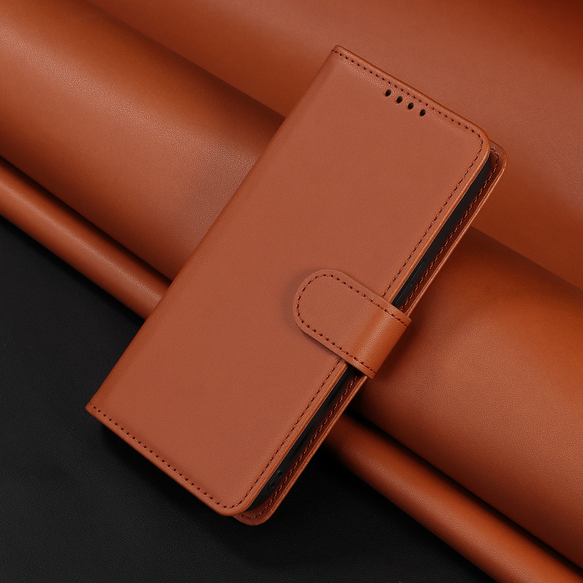 手帳型茶色のレザーiPhoneケース カードホルダー(Magsafe) -YYT251531