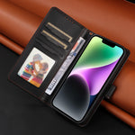 手帳型黒いレザーiPhoneケース カードホルダー(Magsafe) -YYT241531