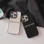 CD黒いレザーiPhoneケース-DKB231211