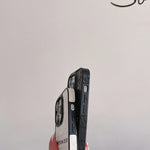 CD黒いレザーiPhoneケース-DKB231211