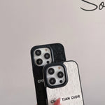 CD黒いレザーiPhoneケース-DKB231211