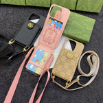 GGレザーブラックiPhoneケース,マウントとストラップ -SXK240513