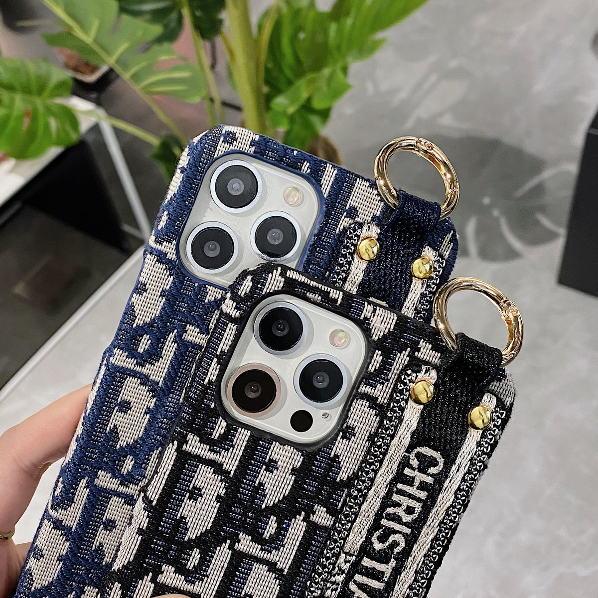 CD青いiPhoneケース ホルダー-SW231115