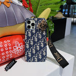 CDブルーのiPhoneケース ストラップ-GS240315