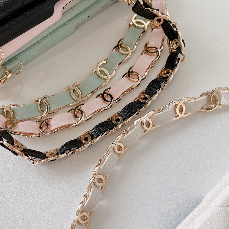 CC iPhoneケース、ピンクのカードホルダーとストラップ付き -SLK240104