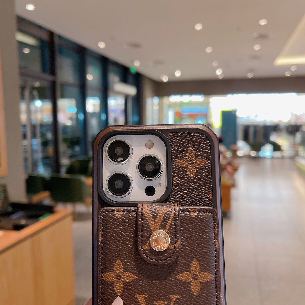 モノグラムiPhoneケース パース付き ブラウン - KBK241846