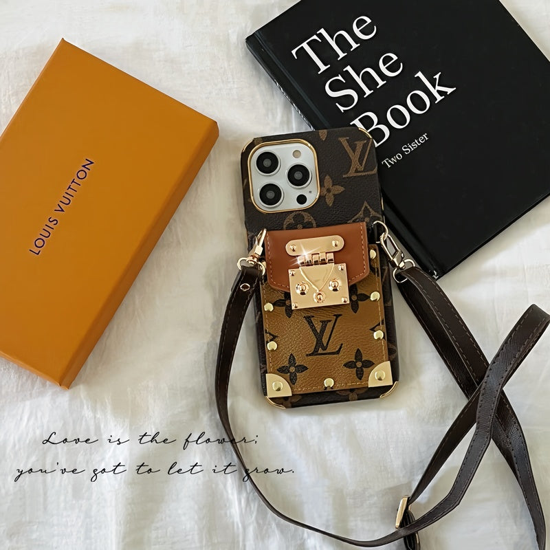 モノグラムiPhoneケース-カード収納とストラップ付き-QBS240113