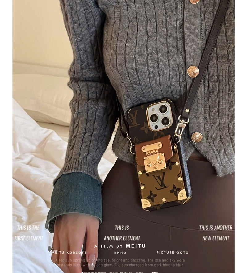 モノグラムiPhoneケース-カード収納とストラップ付き-QBS240113