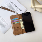 CH高級レザー 折りたたみウォレット iPhoneケース 茶色-OKCH002