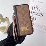 CH高級レザー 折りたたみウォレット iPhoneケース 茶色-OKCH002