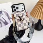 上品Monogram ウォレット&ショルダーストラップ付 iPhoneケース 黒-OKLV003