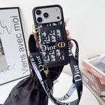 上質CD ウォレット&ショルダーストラップ付 iPhoneケース 黒-OKCD004