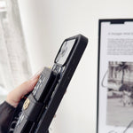 上質CD ウォレット&ショルダーストラップ付 iPhoneケース 黒-OKCD004