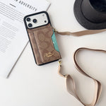 高級CH ウォレット&ショルダーストラップ付 iPhoneケース ブラウン-OKCH003