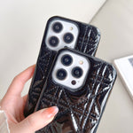 CDのレザーブラックの iPhoneケース-WJ240513