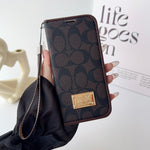 CH高級レザー 折りたたみウォレット iPhoneケース 茶色-OKCH002