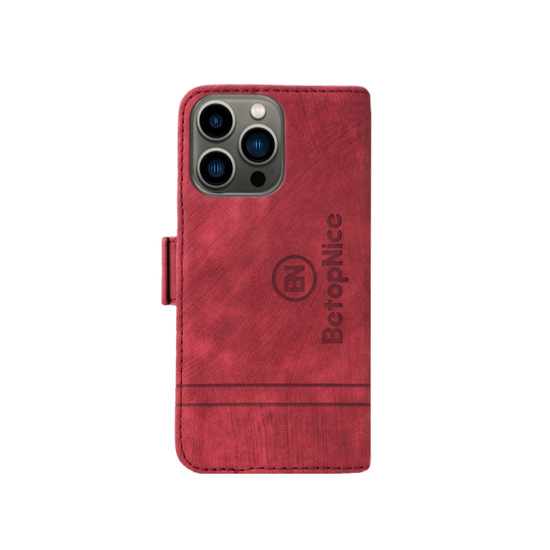 レザーピンクのiPhoneケース 手帳型カードホルダー-YYT241437